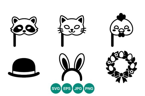 Animal Mask and Easter Wreath Icons