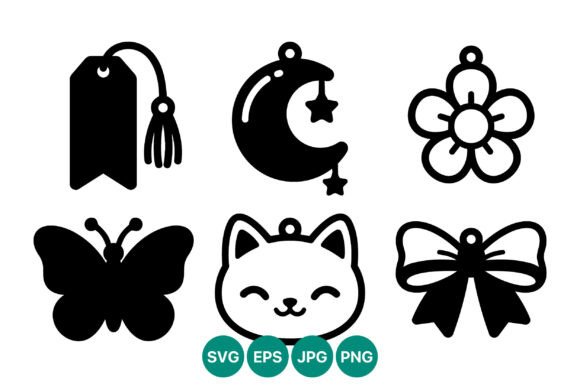Black Silhouette Charm Icon Set