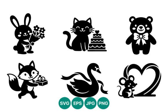 Cute Animal Black White Icons