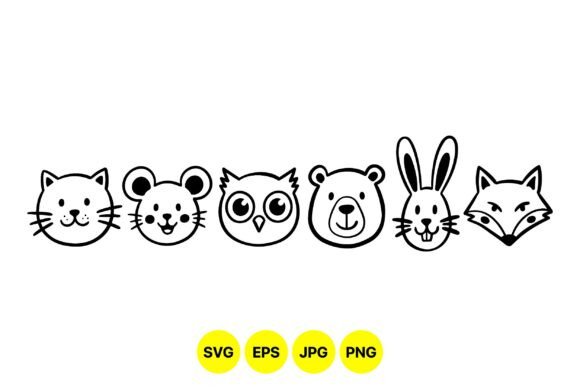 Cute Animal Face Clipart Set