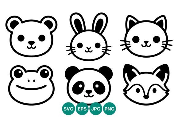 Cute Animal Faces Vector Art