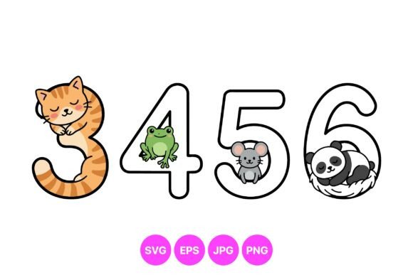 Cute Animal Number Clipart Set