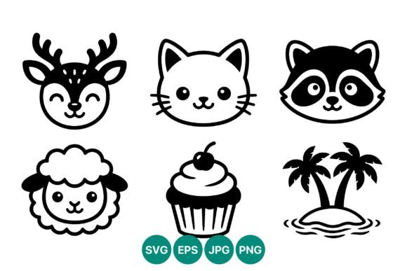 Cute Animals Cupcake Tropical Island