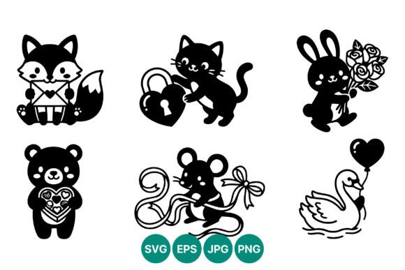Cute Animals Holding Love Symbols Vector