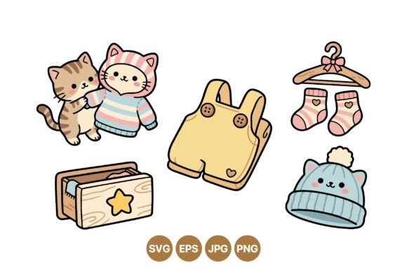 Cute Baby Clothes Clipart Set