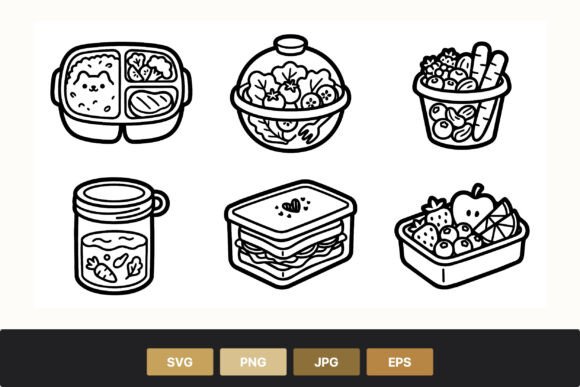 Cute Bento Box Lunch Black White