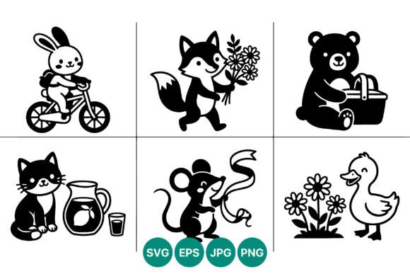 Cute Cartoon Animals Vector Art Set