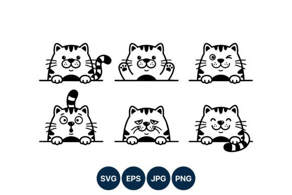 Cute Cartoon Cats Expression Vector