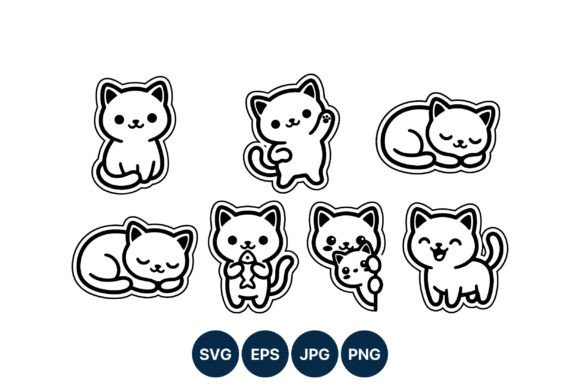 Cute Cartoon Kittens Vector