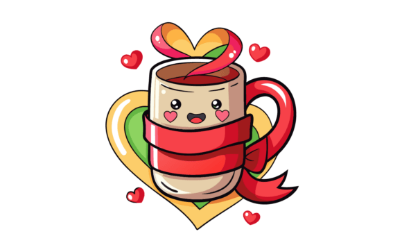 Cute Coffee Valentine Love Illustration