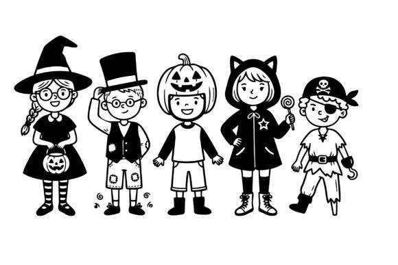 Cute Halloween Kids Costume Clipart