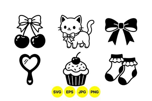 Cute Retro Kawaii Clipart Set