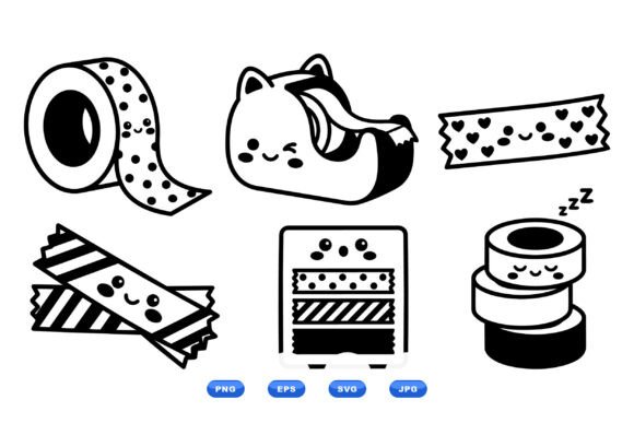 Kawaii Washi Tape Clipart Pack
