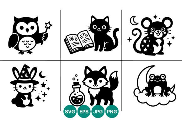 Magical Animal Silhouettes Vector Icons