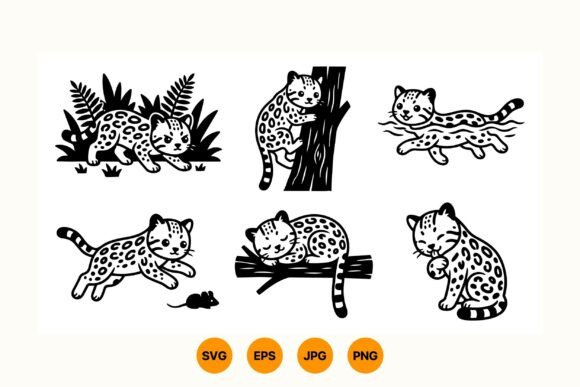 Playful Leopard Cub Clipart